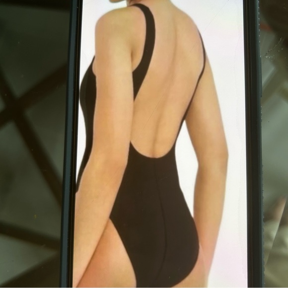 J Crew NEW Ribbed black Squareneck 1 Piece Swimsuit woman SZ 20 vacation BE809 - Picture 3 of 16